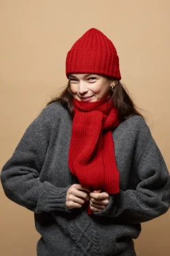 Lambswool Beanie Hat - Red