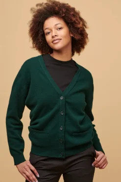 Lambswool Cardigan - Bottle Green