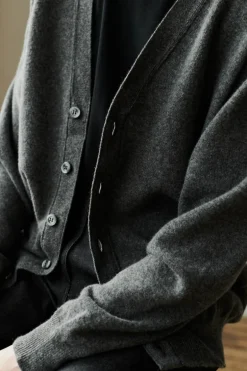 Lambswool Cardigan - Charcoal