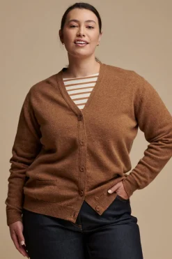 Lambswool Cardigan - Dark Camel
