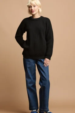 Lambswool Fisherman Ribbed Jumper - Black