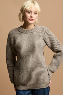 Lambswool Fisherman Ribbed Jumper - Truffle