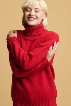 Lambswool Roll Neck - Red