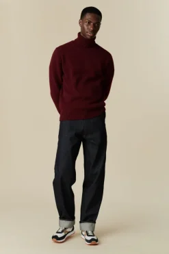 Lambswool Roll Neck Jumper - Burgundy