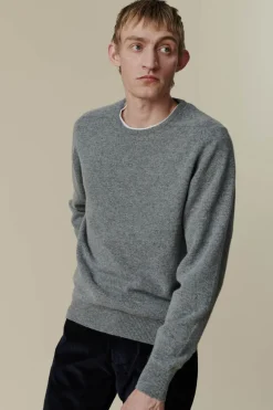 Lambswool Saddle Shoulder Crew Neck - Grey