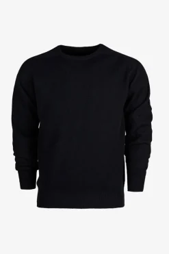 Lambswool Saddle Shoulder Crew Neck - Black