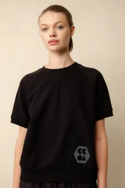 Short Sleeve Raglan Training Top Plastic Free - Black
