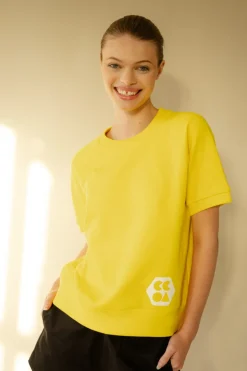 Short Sleeve Raglan Training Top Plastic Free - Canary Yellow