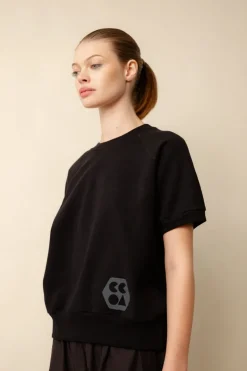 Short Sleeve Raglan Training Top Plastic Free - Black