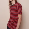 Short Sleeve Stripe T Shirt Navy/Red