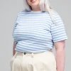 Short Sleeve Striped T Shirt Sky - Blue/White