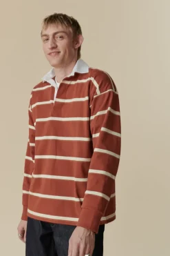 Striped Rugby Shirt - Cinnamon/Ecru