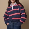 Striped Rugby Shirt - Navy/Pink