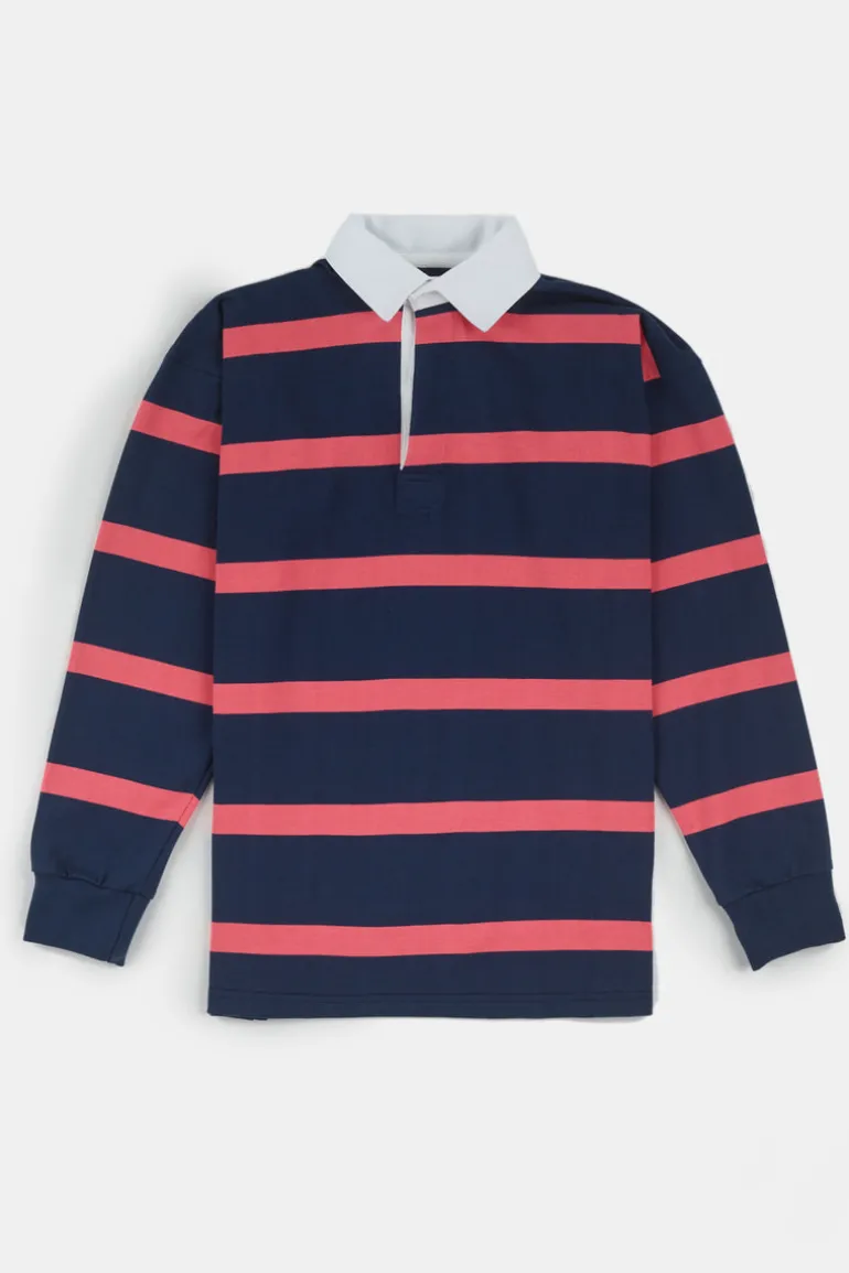 Striped Rugby Shirt - Navy/Pink