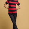 Wide Stripe Short Sleeve T Shirt - Red/Navy