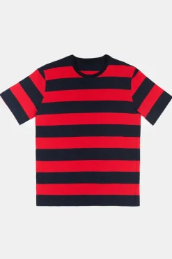 Wide Stripe Short Sleeve T Shirt - Red/Navy