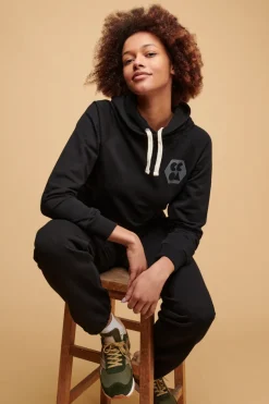 Womens Raglan Hooded Sweatshirt Plastic Free - Black