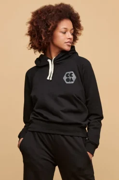 Womens Raglan Hooded Sweatshirt Plastic Free - Black