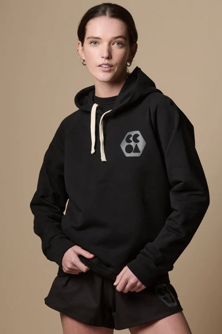 Womens Raglan Hooded Sweatshirt Plastic Free - Black