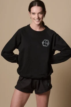 Womens Raglan Sweatshirt Plastic Free - Black
